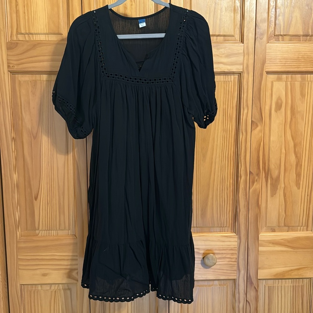 Old Navy Black Boho Crochet-Trim Dress